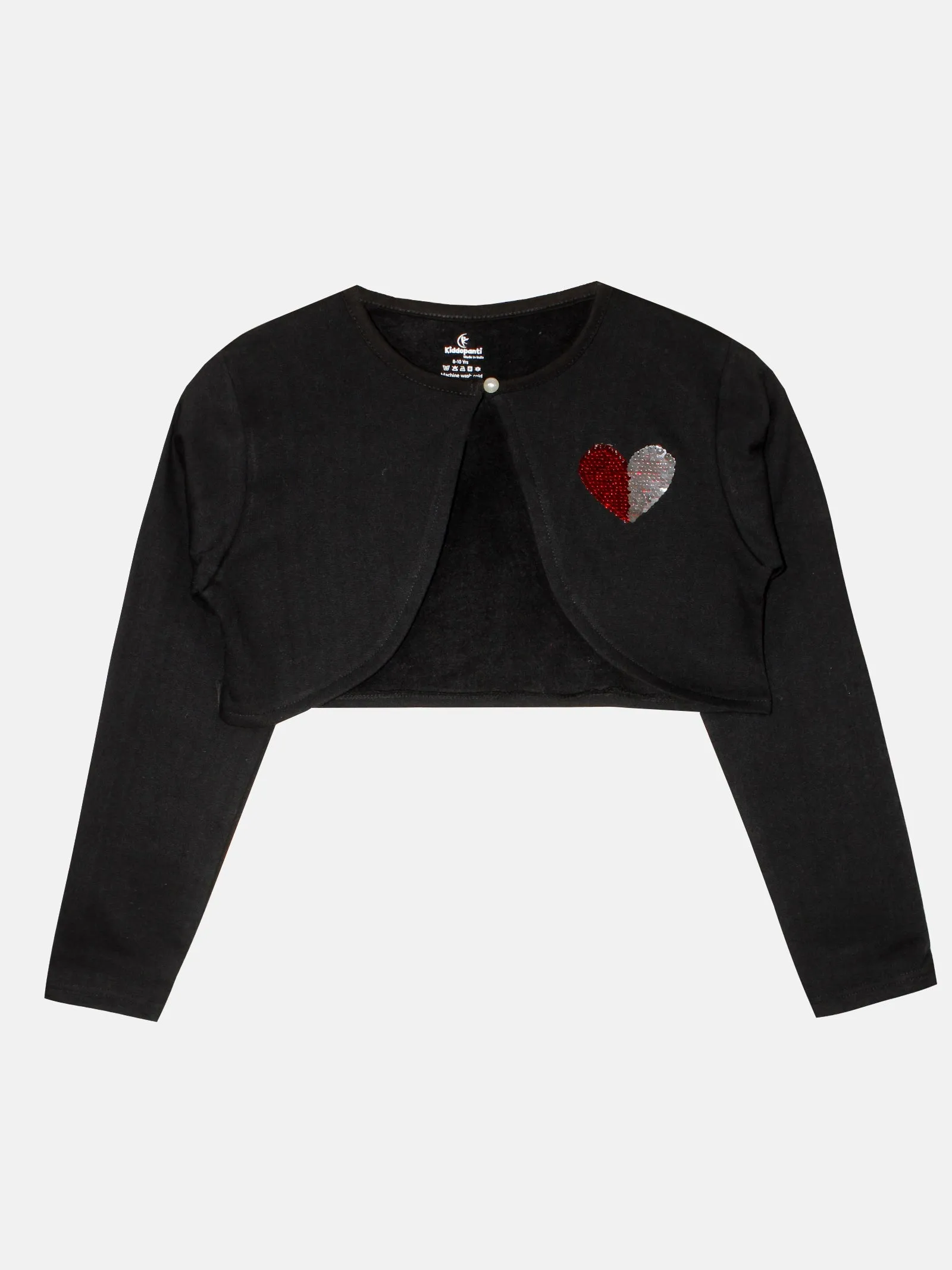 Girls Full Sleeve Crop Shrug With Applique