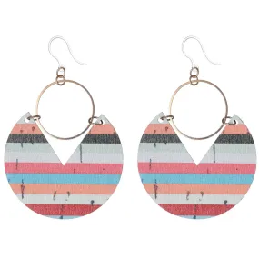 Gold Hoop Printed Wood Dangles Hypoallergenic Earrings for Sensitive Ears Made with Plastic Posts