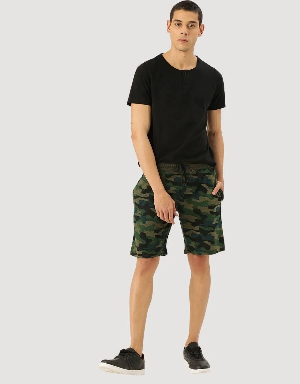 Green Camouflage Printed Shorts