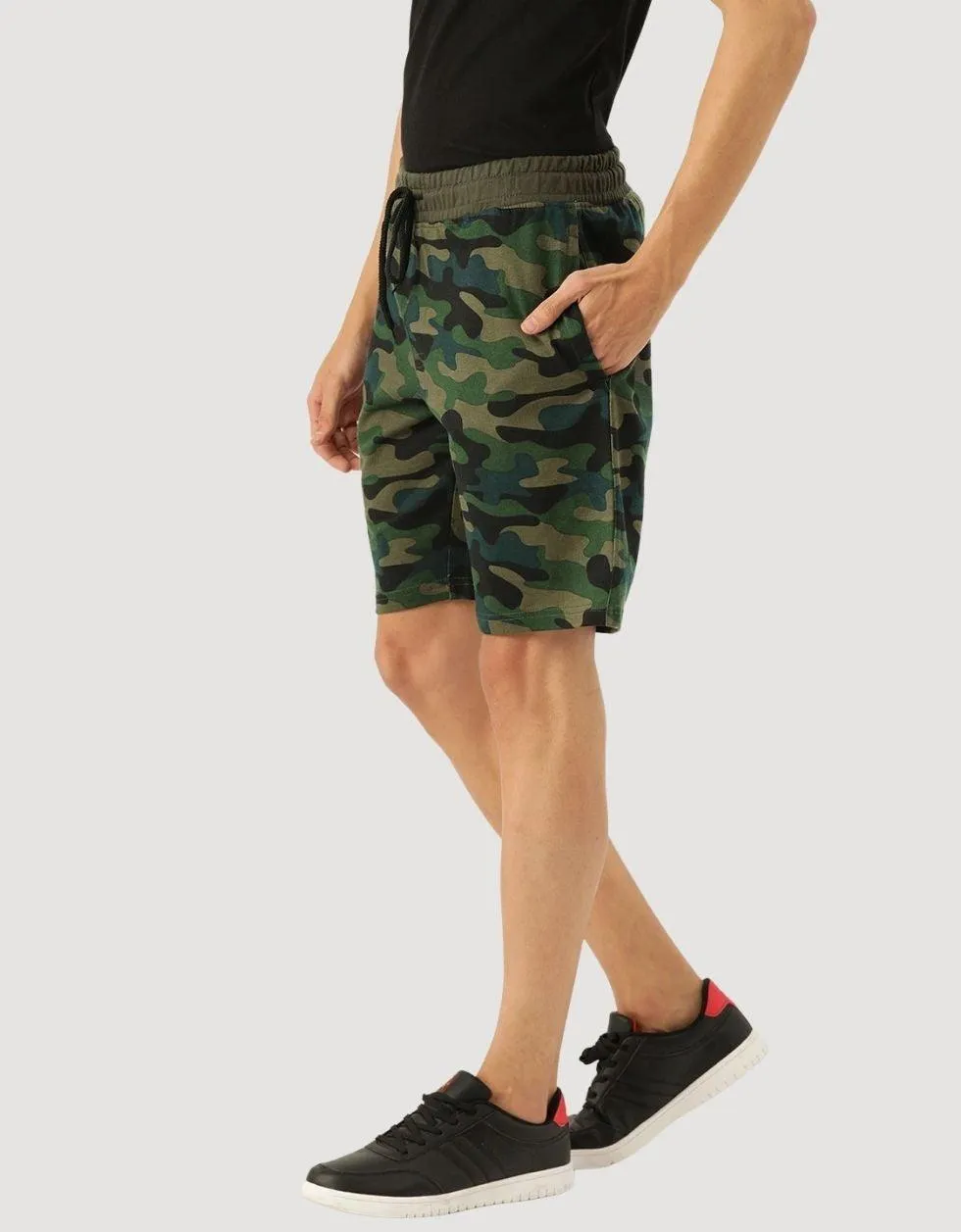 Green Camouflage Printed Shorts