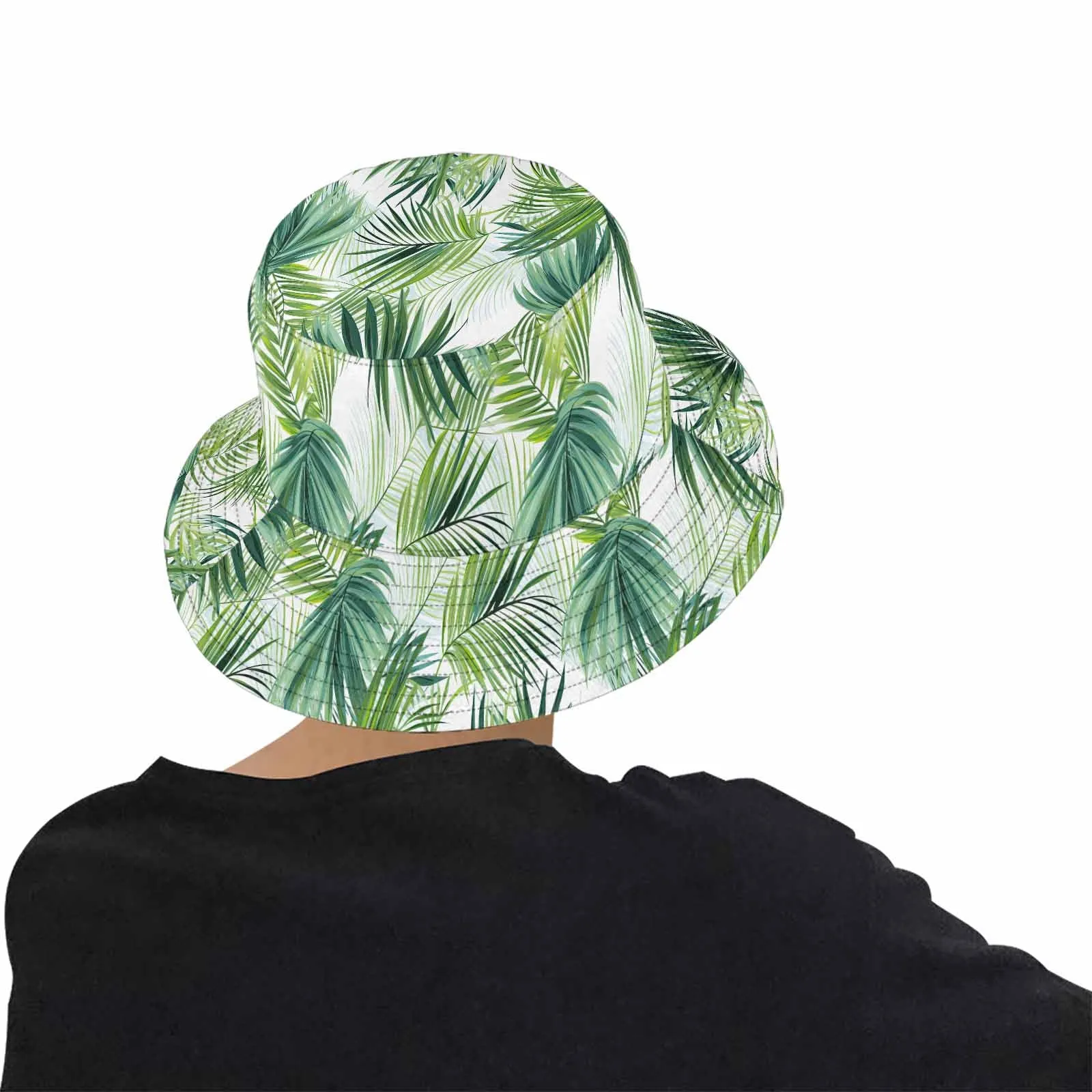 Green Palm Leaves  Unisex Summer Single-Layer Bucket Hat