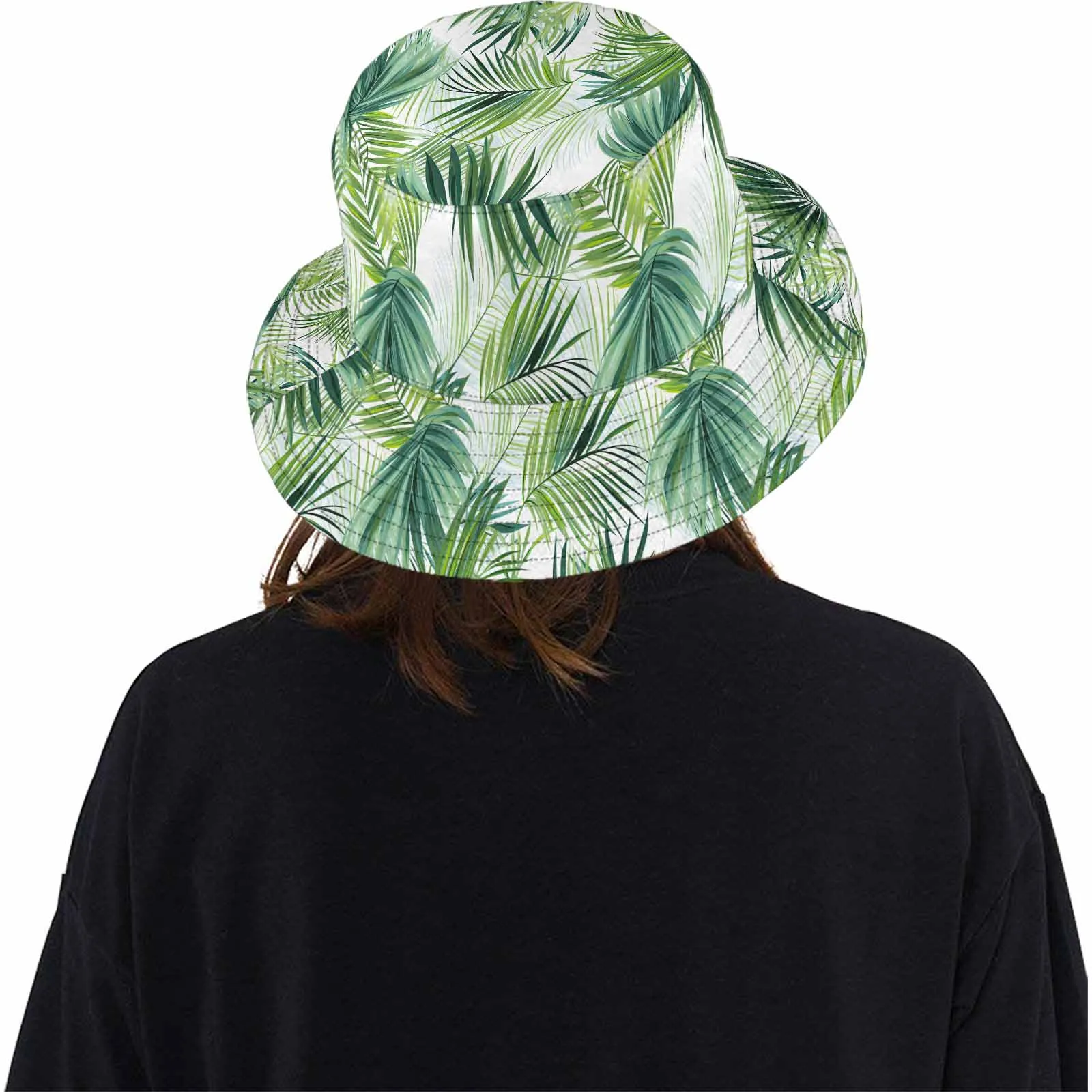 Green Palm Leaves  Unisex Summer Single-Layer Bucket Hat