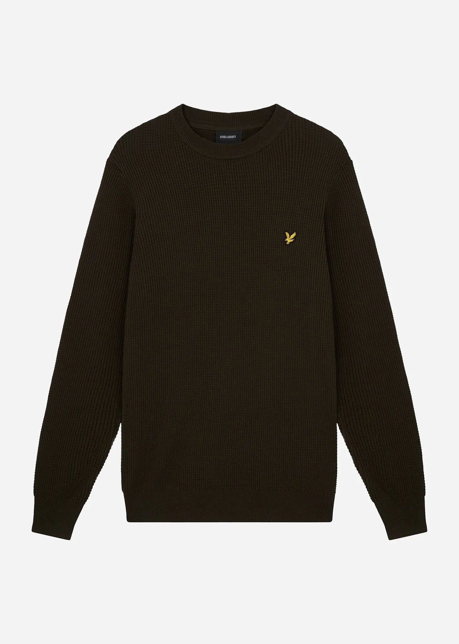 Grid knit crew neck jumper - mountain moss