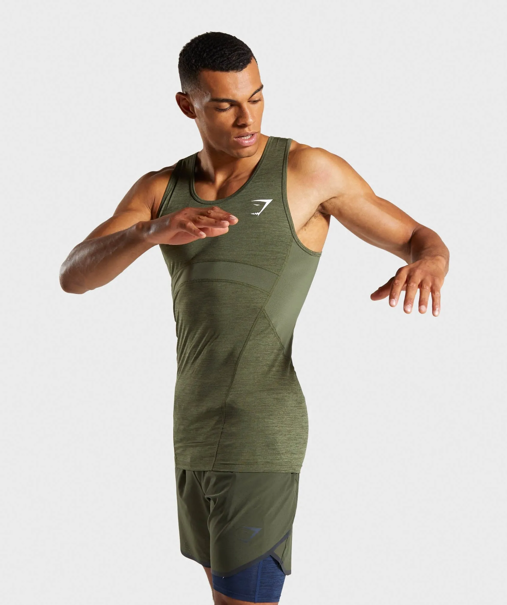 Gymshark Element  Baselayer Tank - Dark Green Marl