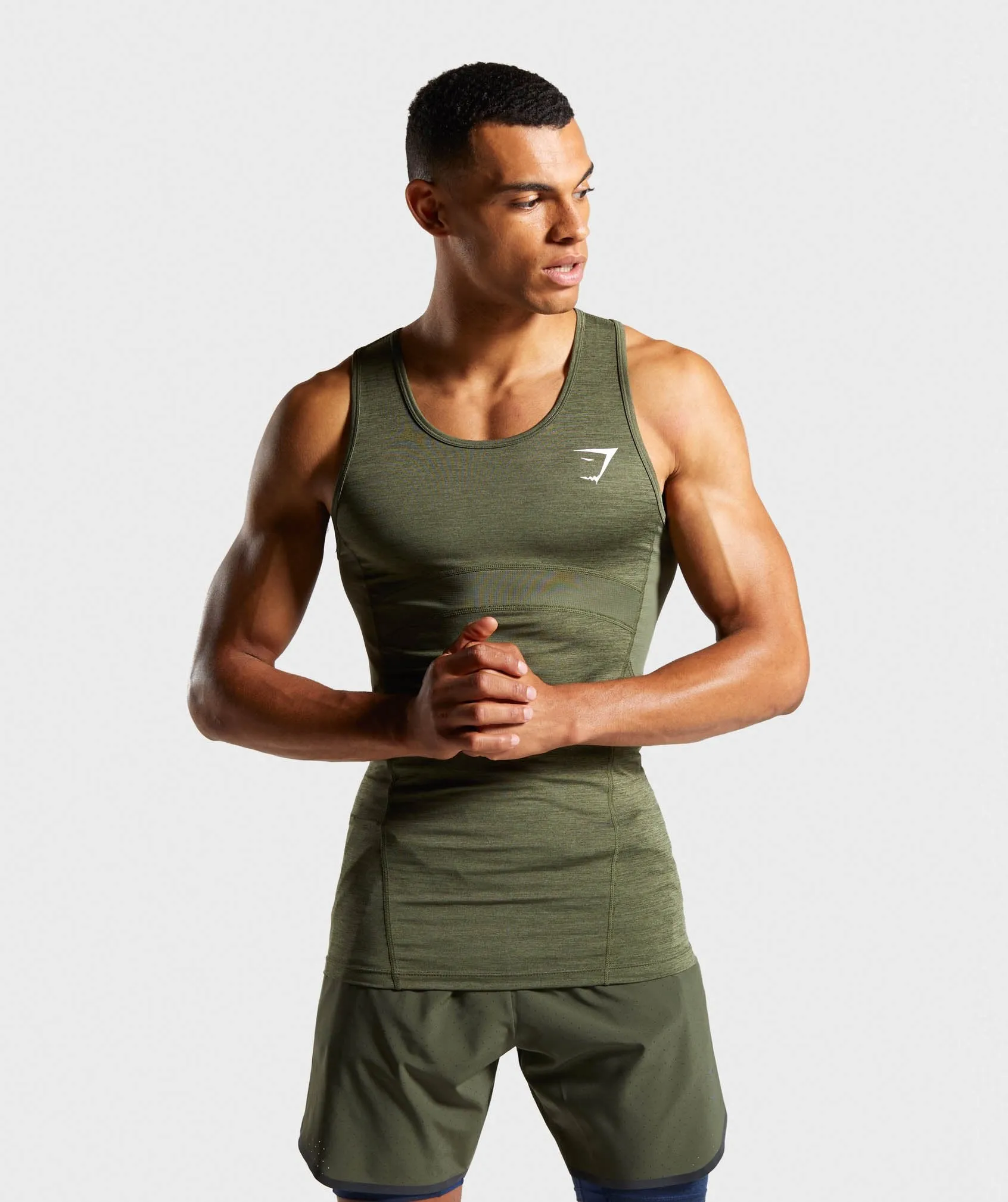 Gymshark Element  Baselayer Tank - Dark Green Marl