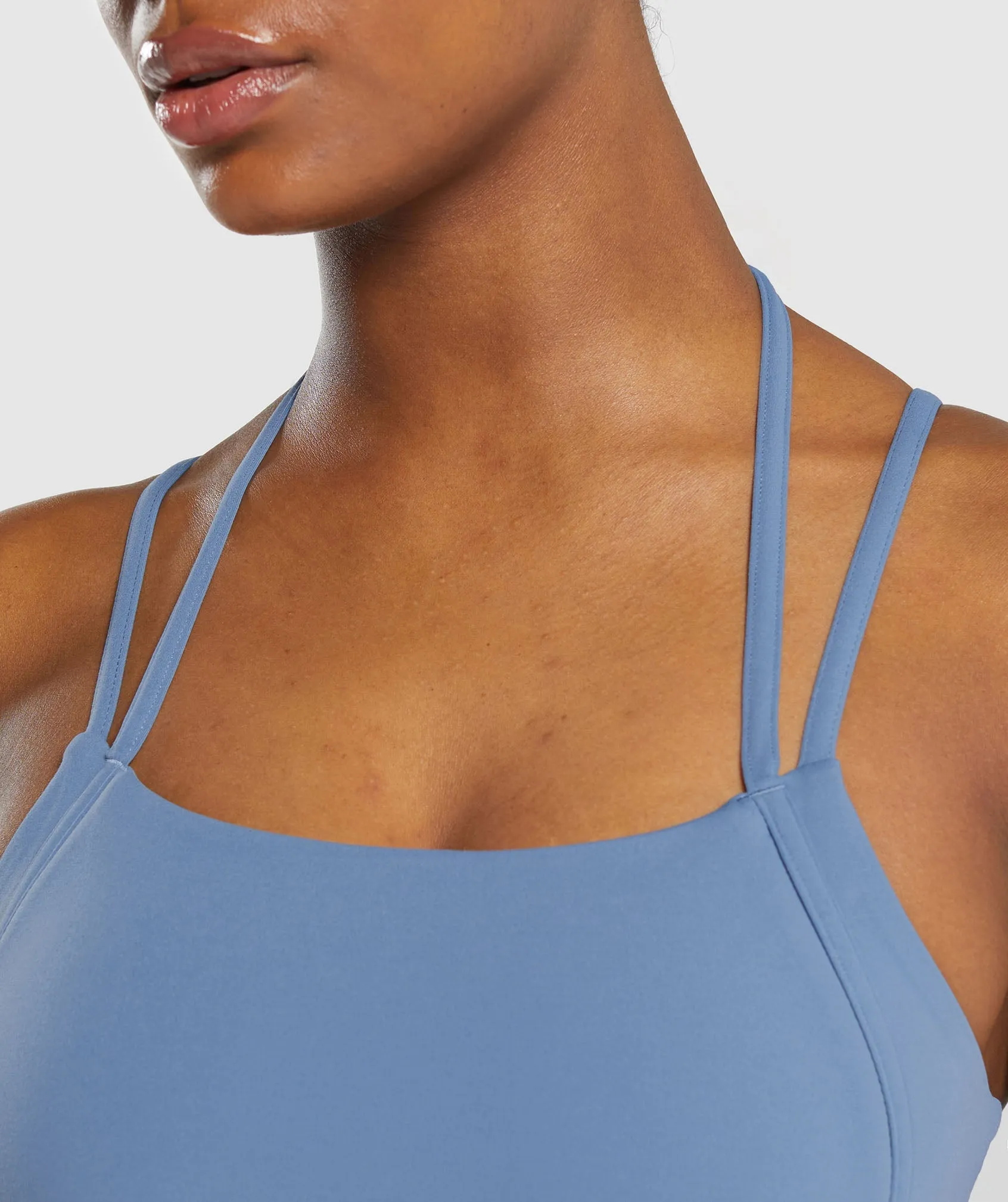 Gymshark Halterneck Crop Cami Tank - Faded Blue