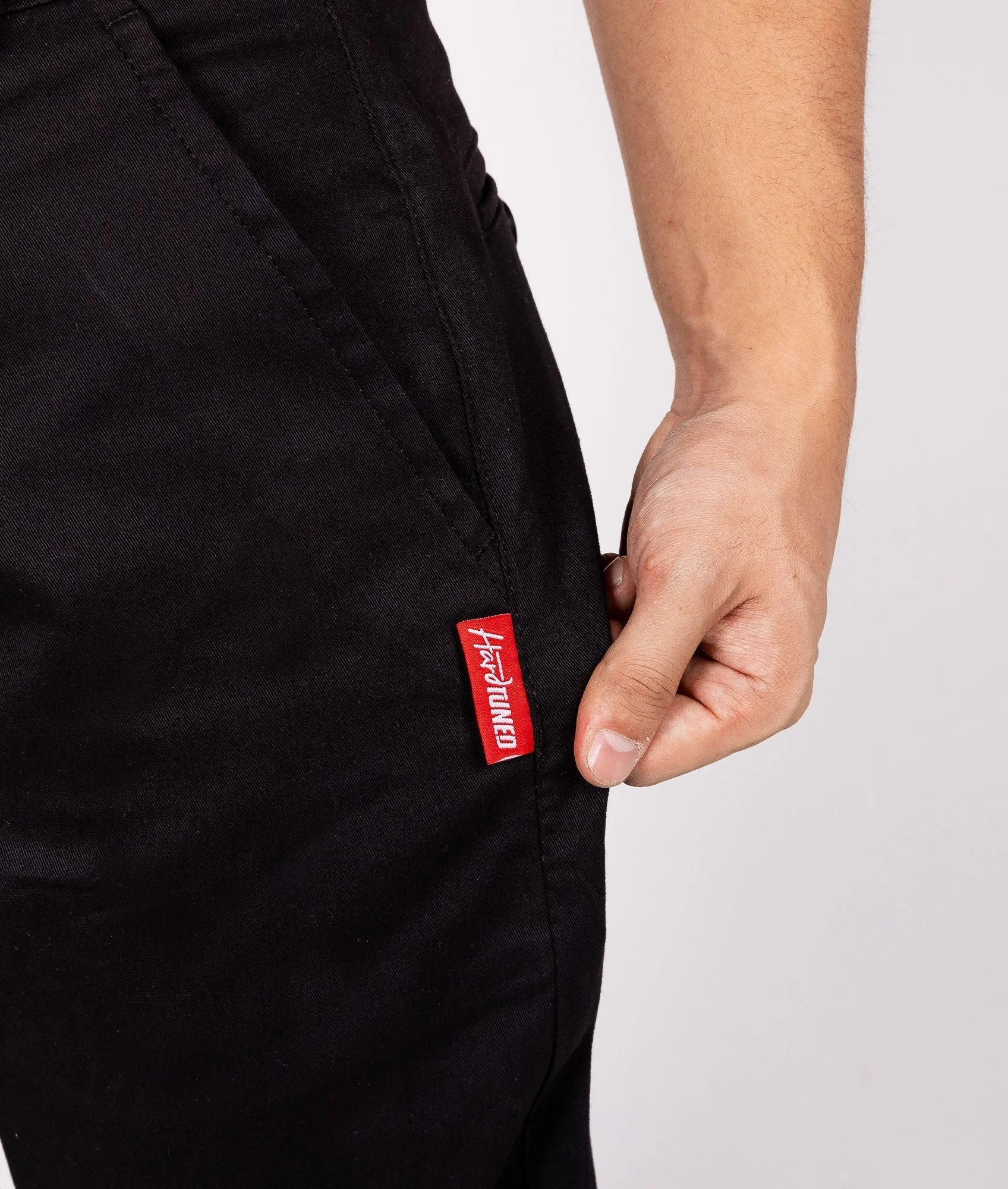 HardTuned Grid Cuffed Chinos - Black