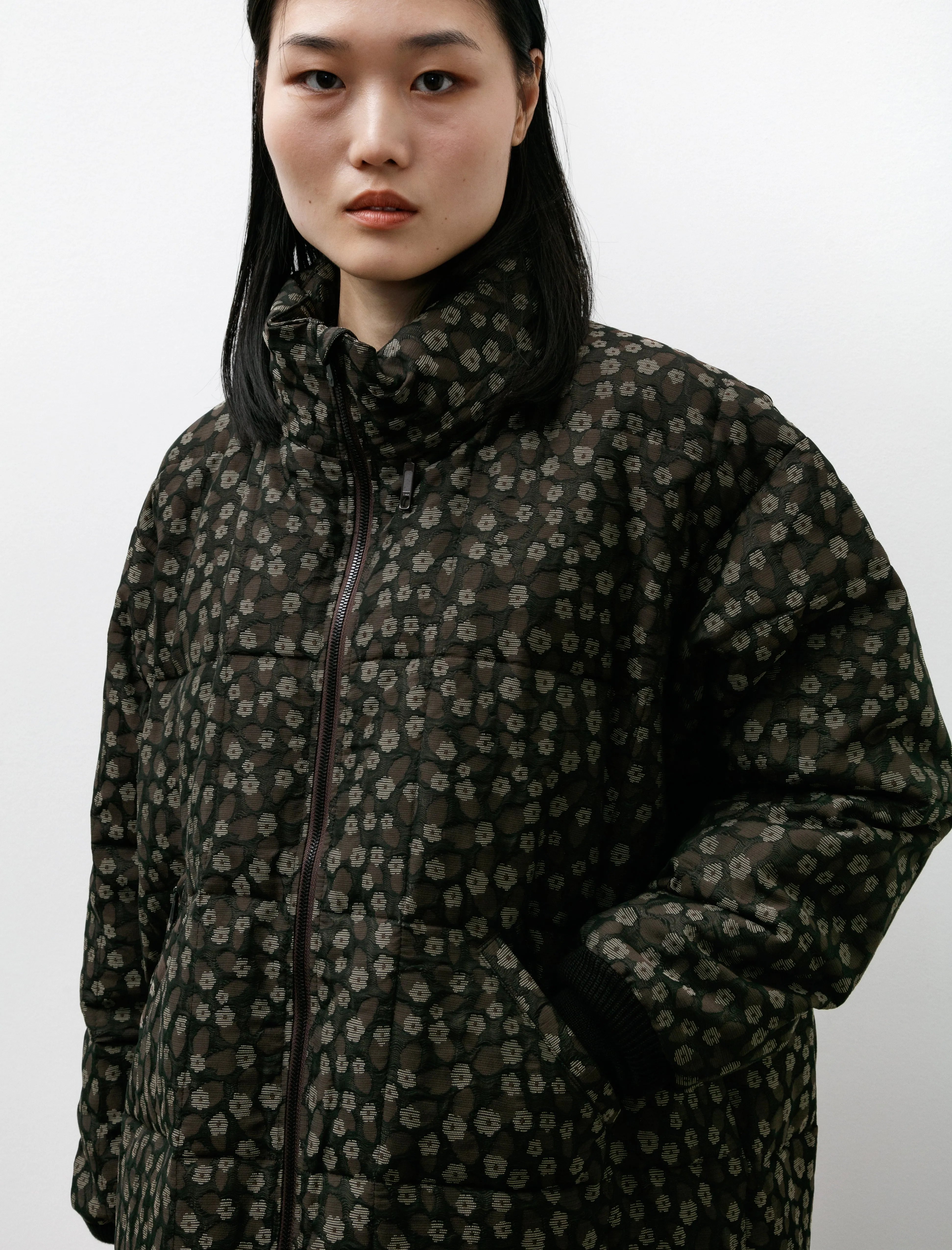 Hooded Sur Coat Brown Flowers