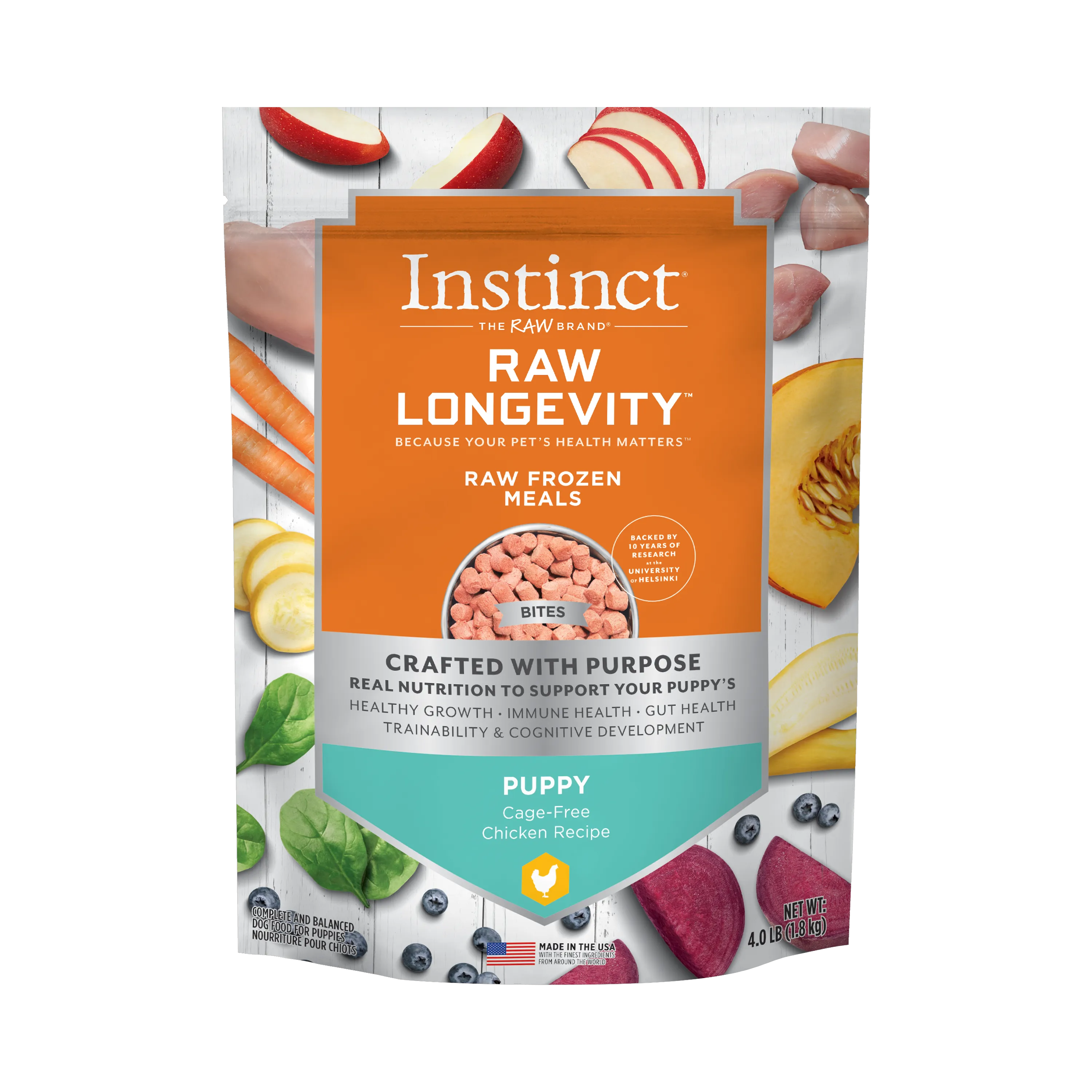 Instinct Raw Longevity Cage-Free Chicken Bites for Puppies Frozen Dog Food