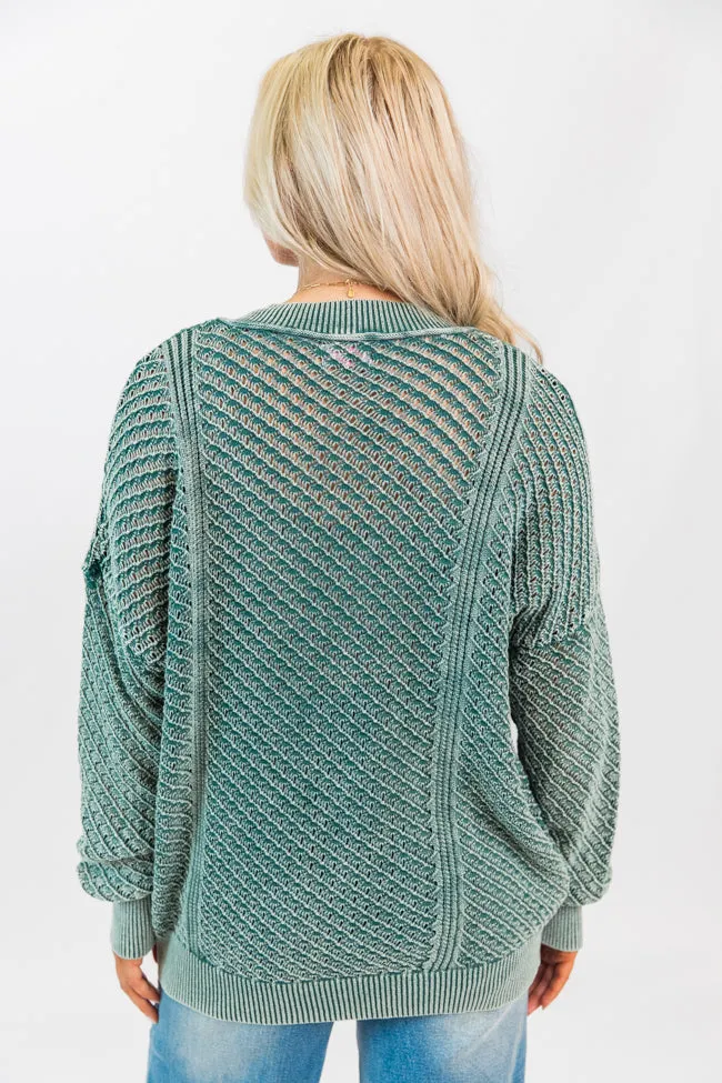 It's Too Easy Olive Acid Wash Sweater SALE