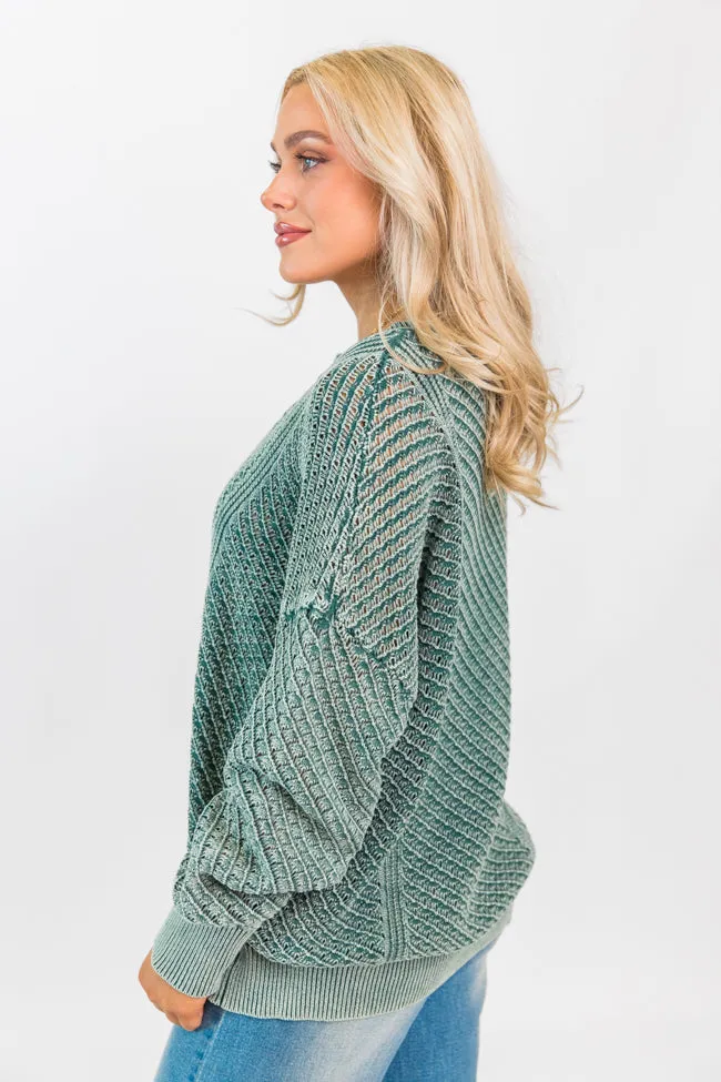 It's Too Easy Olive Acid Wash Sweater SALE