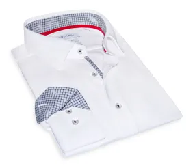 Jason Super Stretch Button-Up Shirt With Contrast Details // White // Tailored Fit (Fitted)