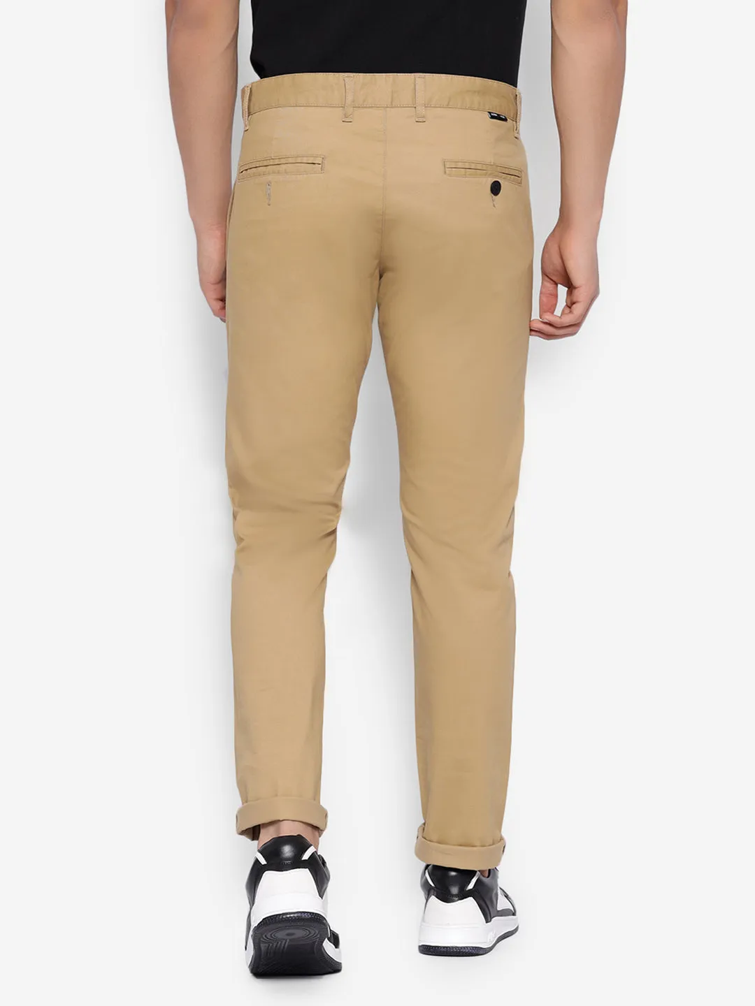 JUMP USA Men Sea Sand Premium Cotton Slim Fit Sustainable Chinos