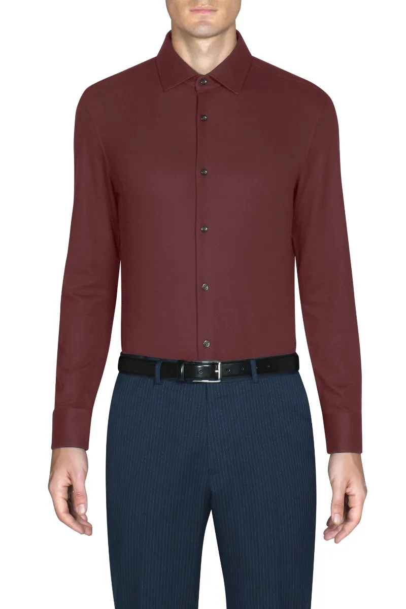 Knit Smart Shirt | Burgundy RDE179