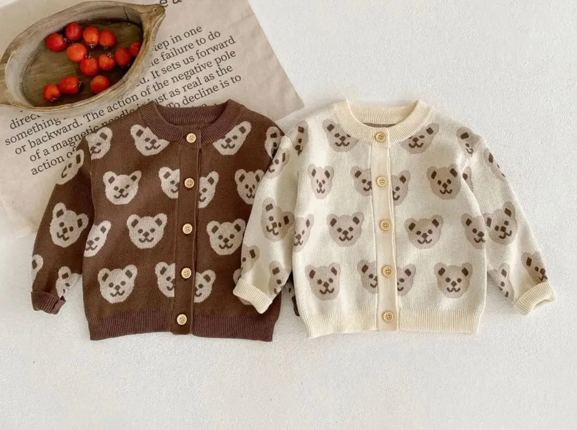 Knitted Teddy Bear Cardigan - Milk