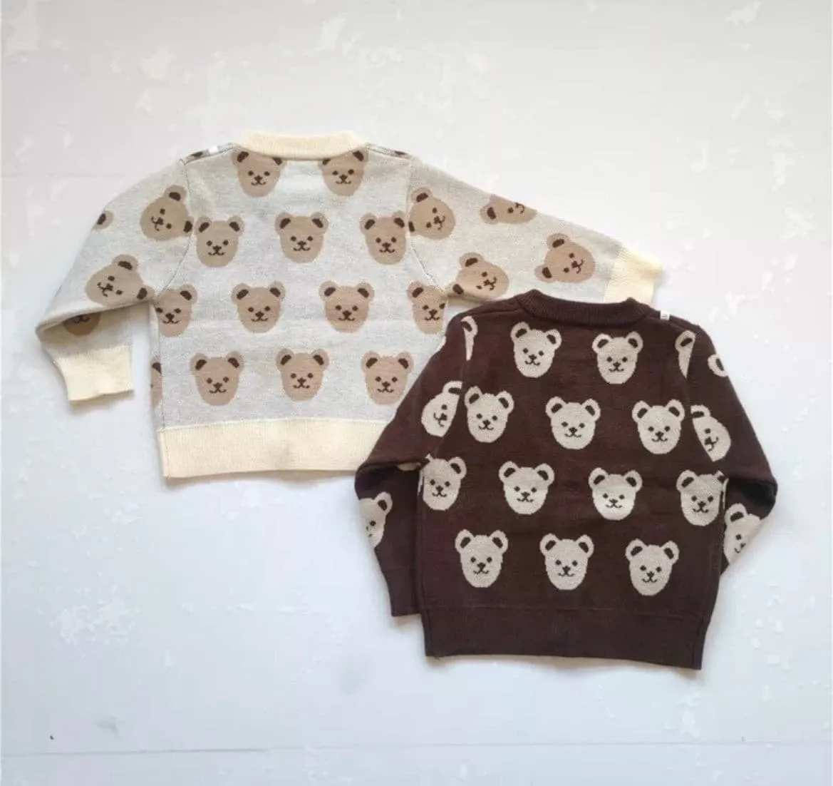 Knitted Teddy Bear Cardigan - Milk