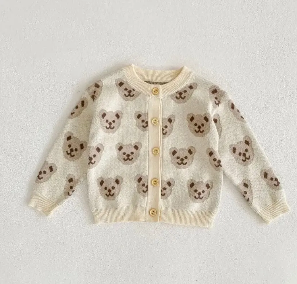 Knitted Teddy Bear Cardigan - Milk