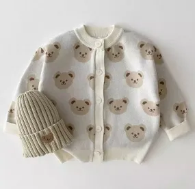 Knitted Teddy Bear Cardigan - Milk