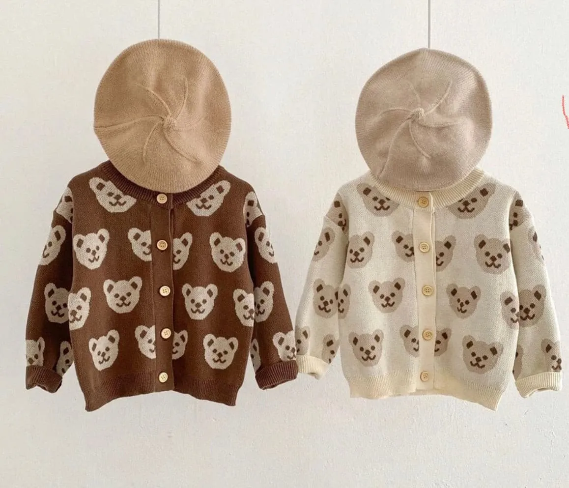 Knitted Teddy Bear Cardigan - Milk