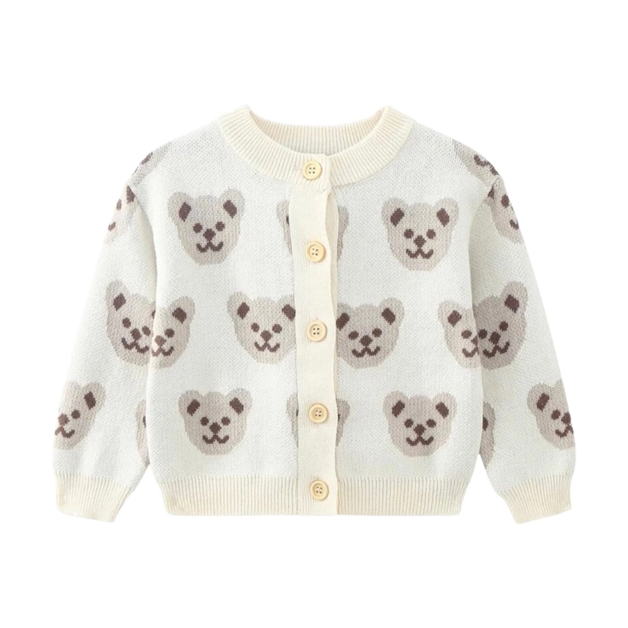 Knitted Teddy Bear Cardigan - Milk