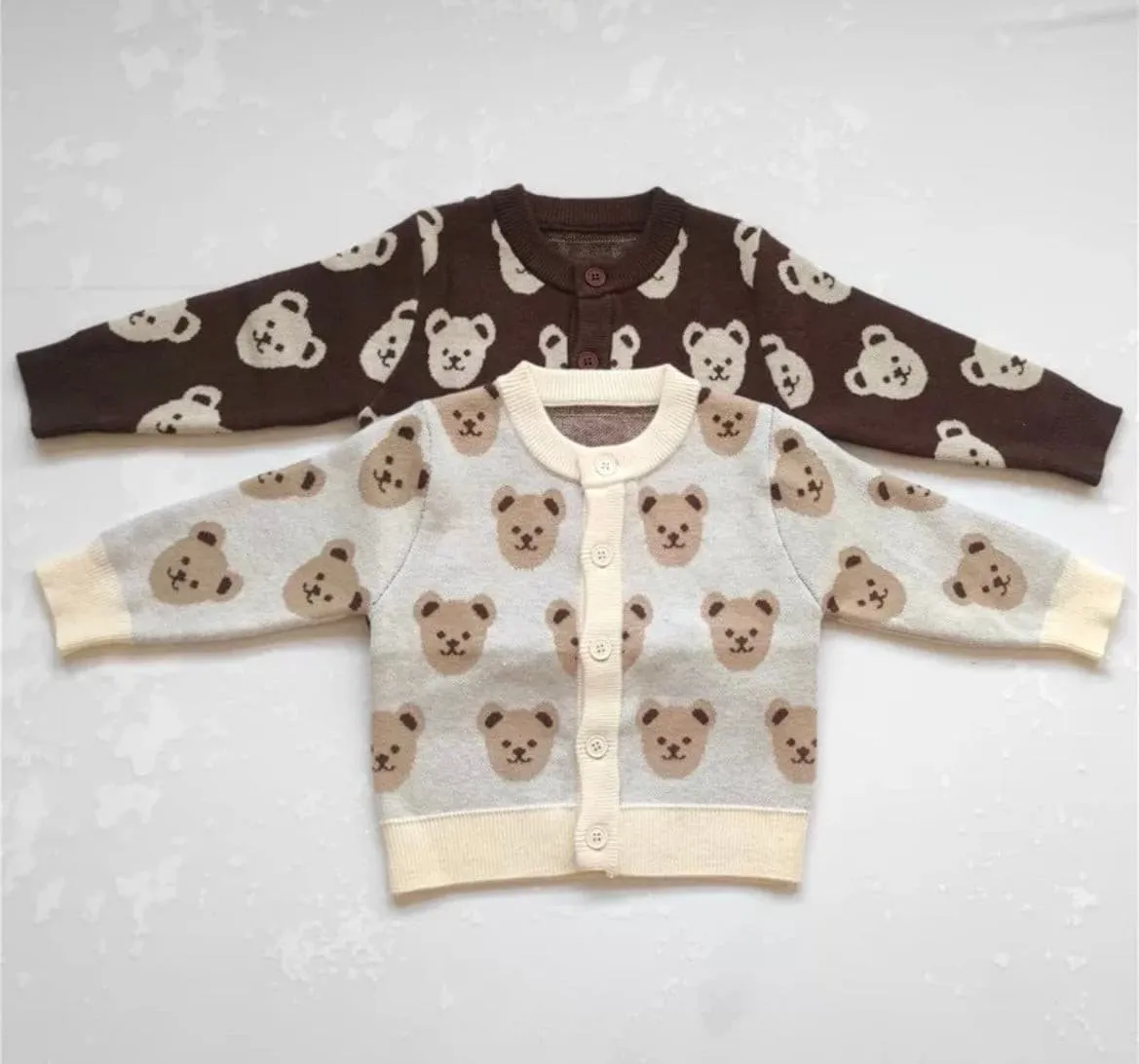 Knitted Teddy Bear Cardigan - Milk