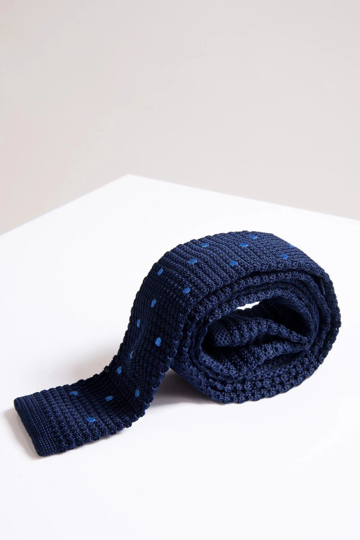 KT - Navy Spot Knitted Tie