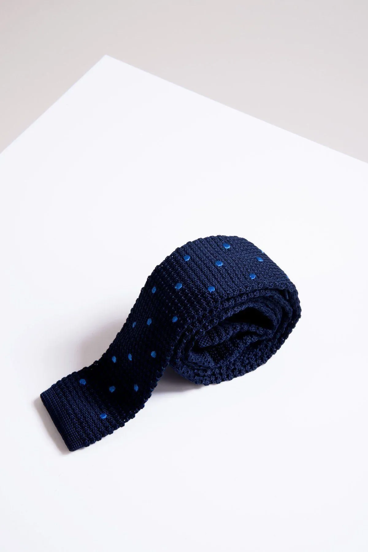 KT - Navy Spot Knitted Tie