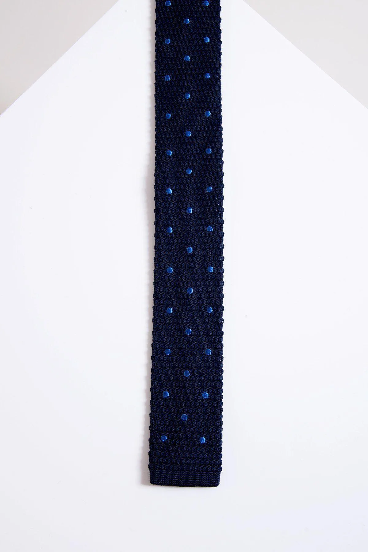 KT - Navy Spot Knitted Tie