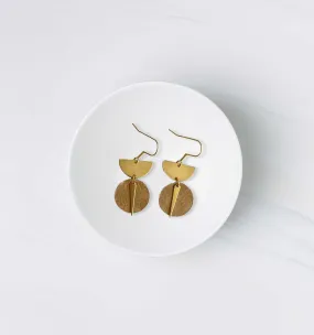 Leather & Brass Sundial Earrings