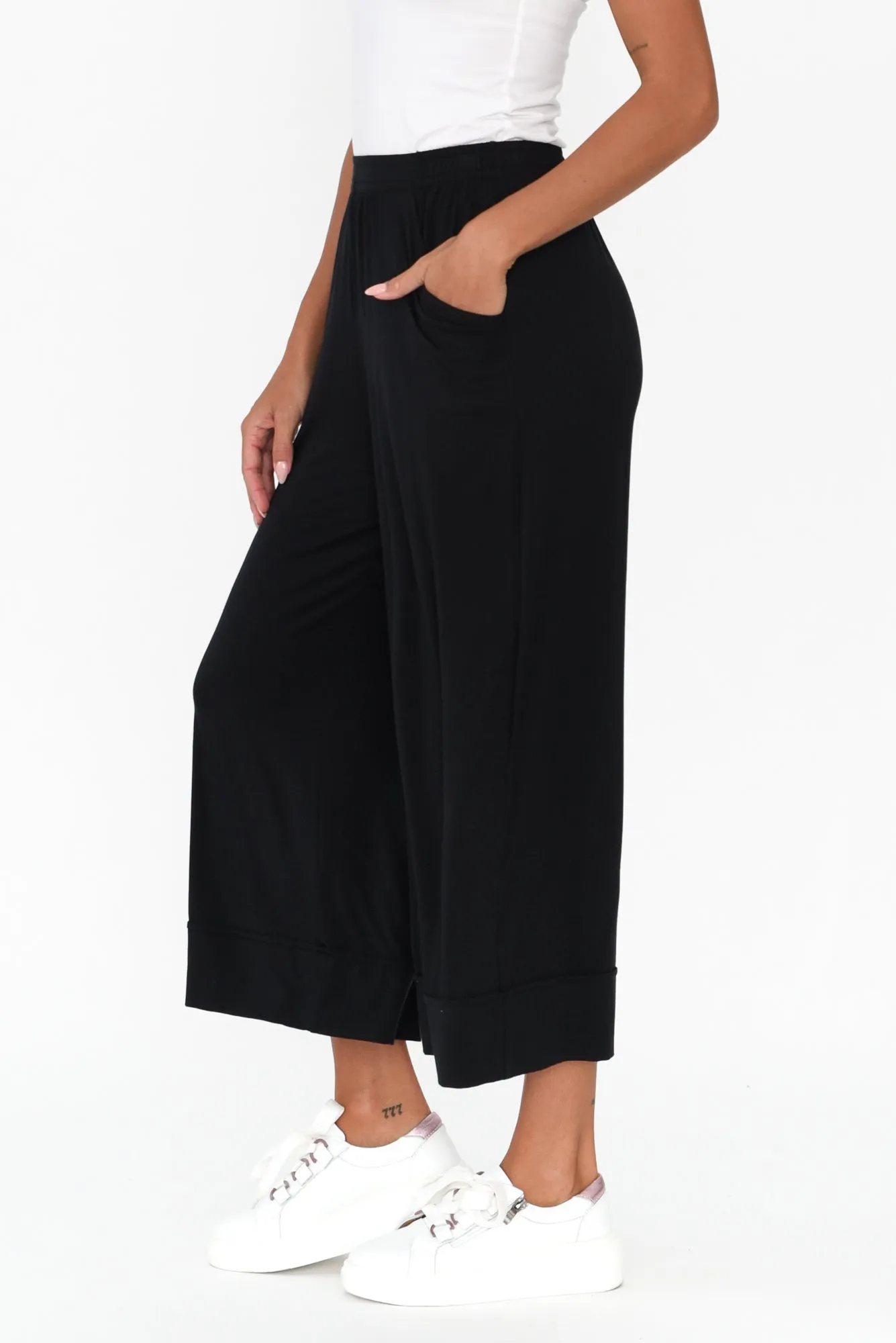 Lena Black Micro Modal Resort Pants