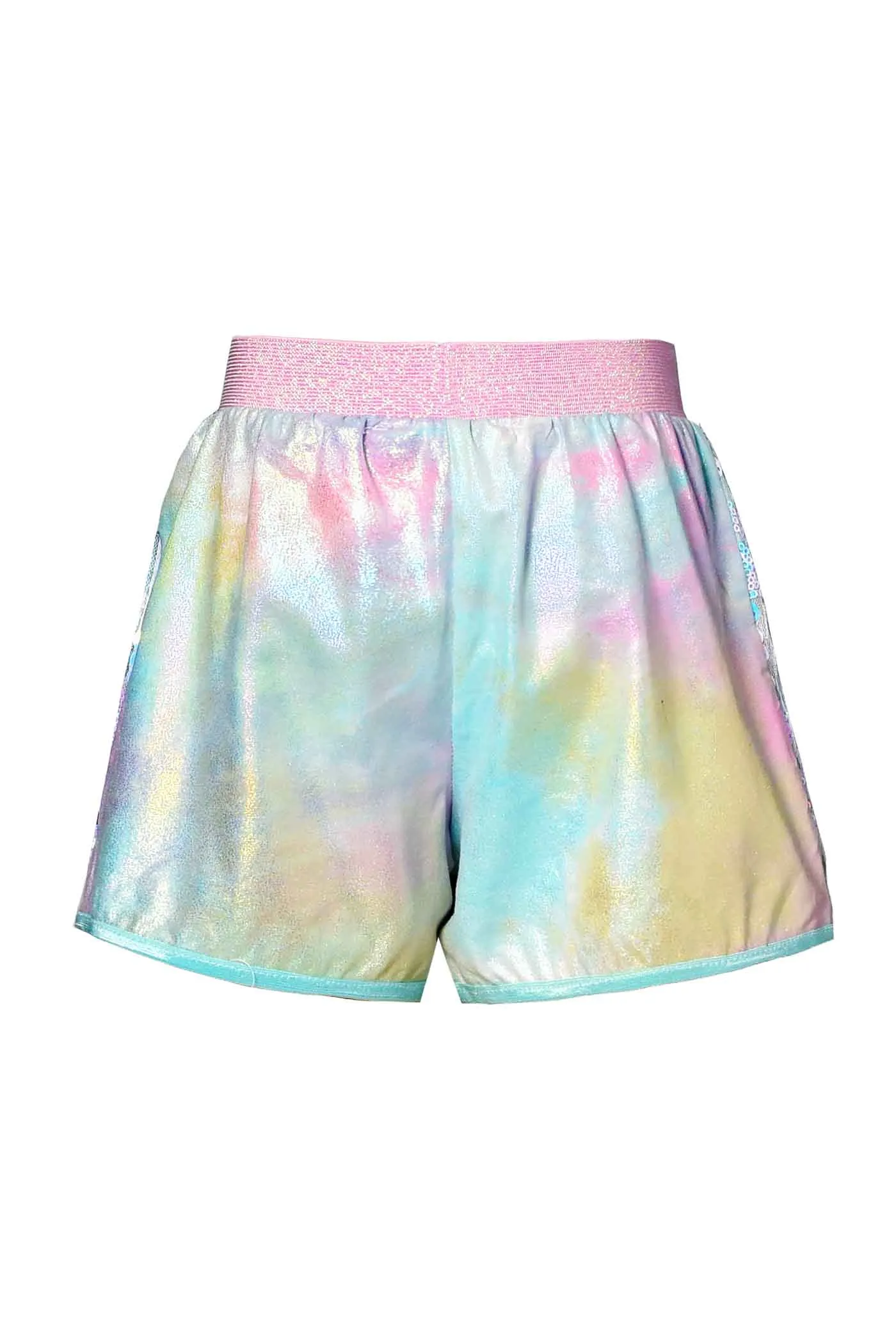 Little Girls Holographic Sequin and Tie Dye Shorts