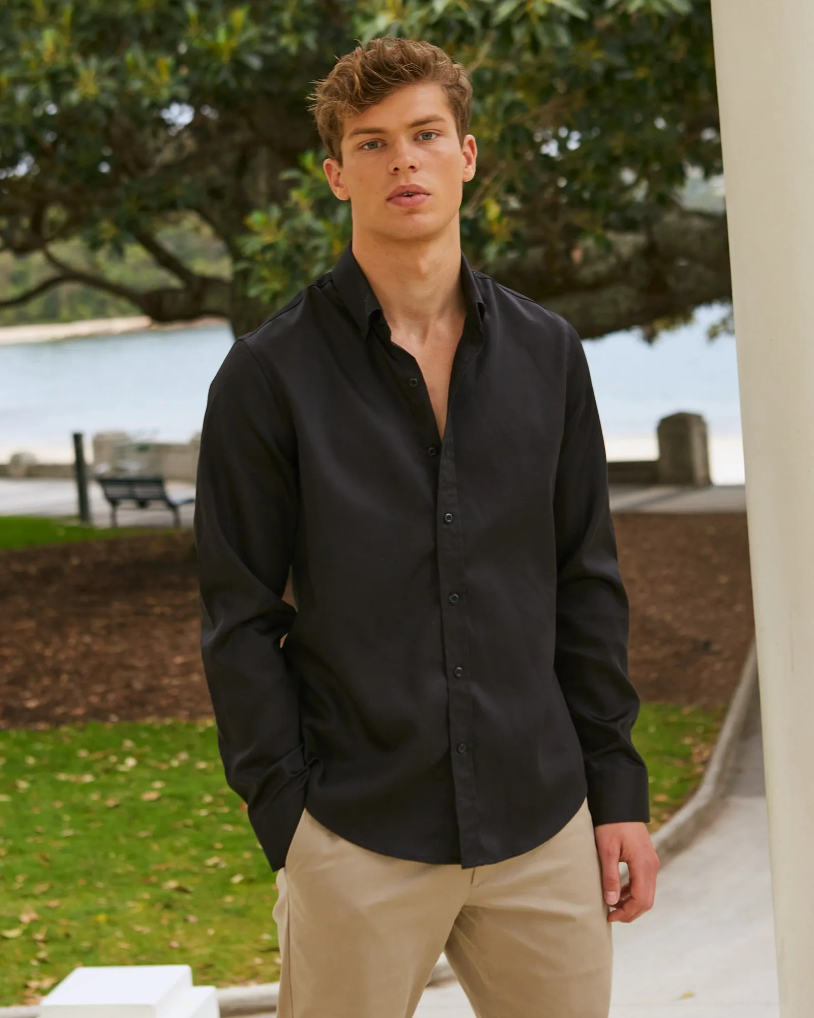 London-Slim Formal Black Non Iron Cotton Shirt