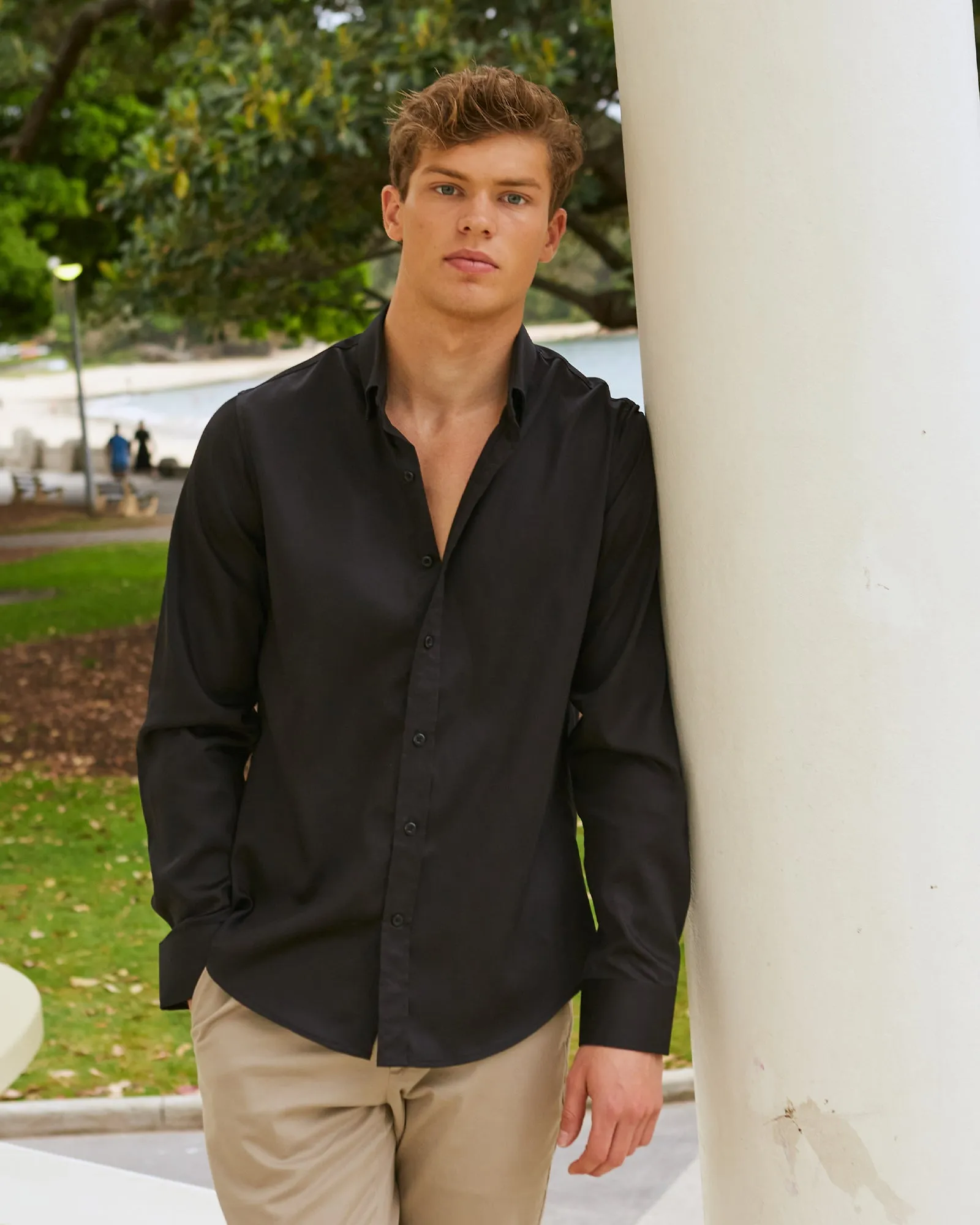 London-Slim Formal Black Non Iron Cotton Shirt