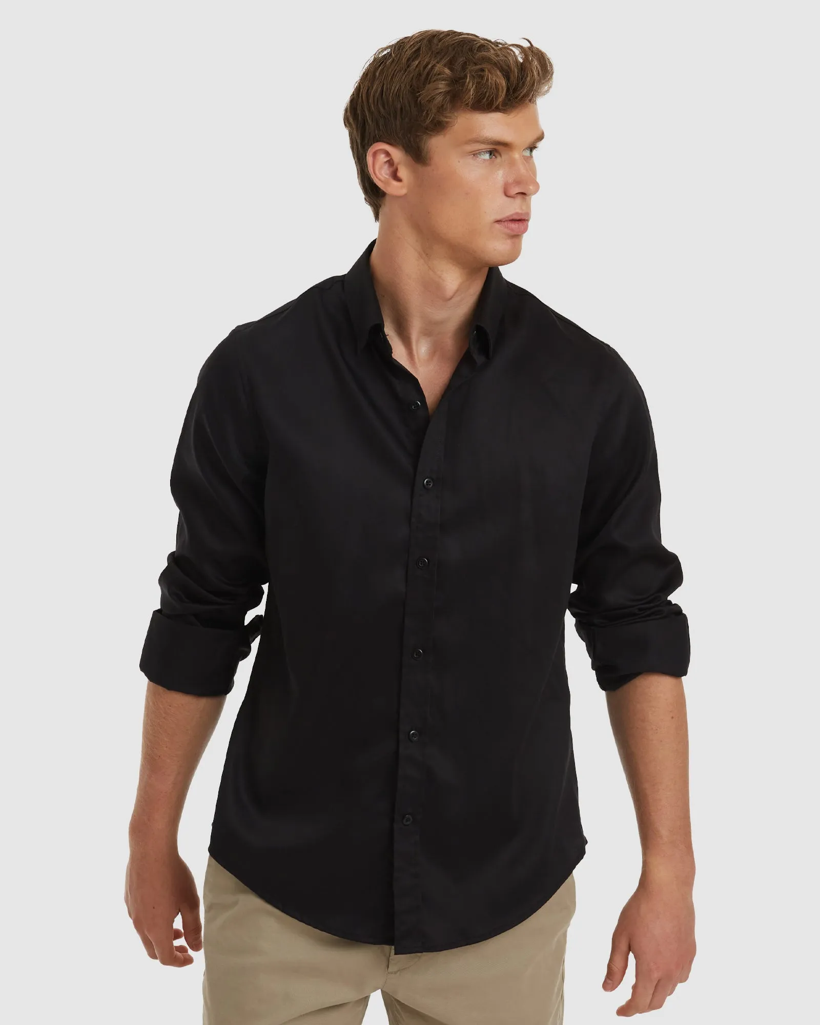 London-Slim Formal Black Non Iron Cotton Shirt