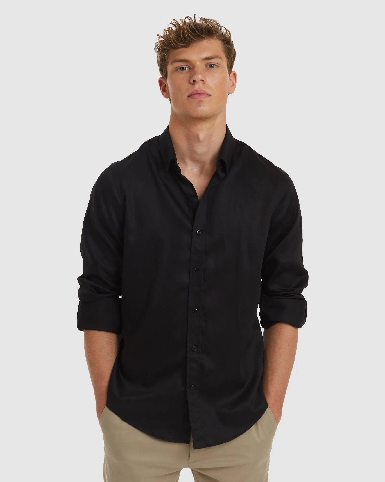 London-Slim Formal Black Non Iron Cotton Shirt