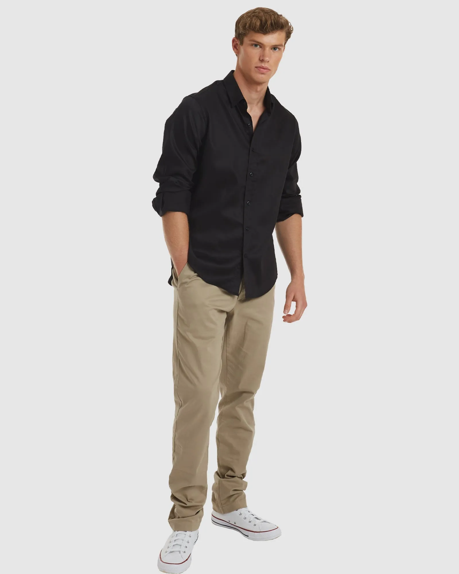 London-Slim Formal Black Non Iron Cotton Shirt