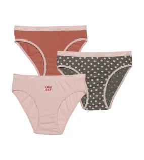 Lot de 3 culottes fille coton stretch à pois Rose Les Pockets de Dim