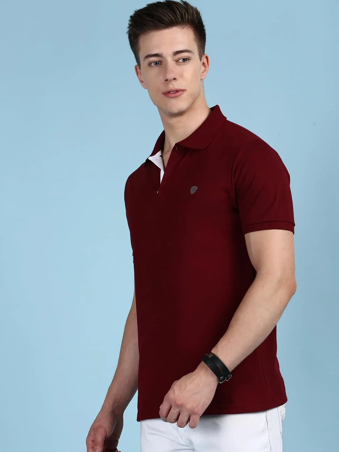 Lux Cozi Men's Pack of 1 Maroon Regular Fit Polo Neck Half Sleeve Solid Casual T-Shirt (Size : X-Large)_COZI_2121_MRN_XL_1PC