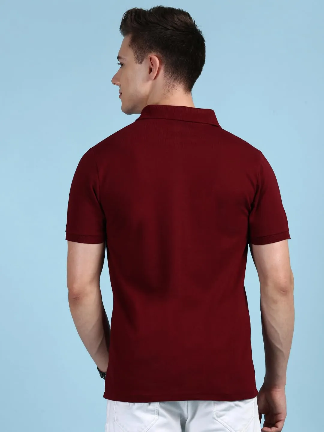 Lux Cozi Men's Pack of 1 Maroon Regular Fit Polo Neck Half Sleeve Solid Casual T-Shirt (Size : X-Large)_COZI_2121_MRN_XL_1PC