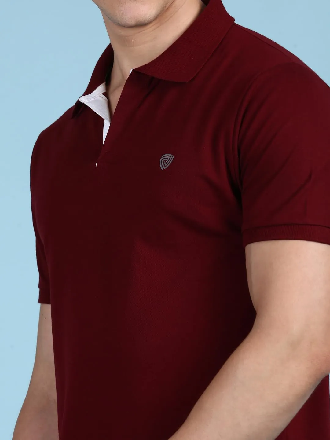 Lux Cozi Men's Pack of 1 Maroon Regular Fit Polo Neck Half Sleeve Solid Casual T-Shirt (Size : X-Large)_COZI_2121_MRN_XL_1PC