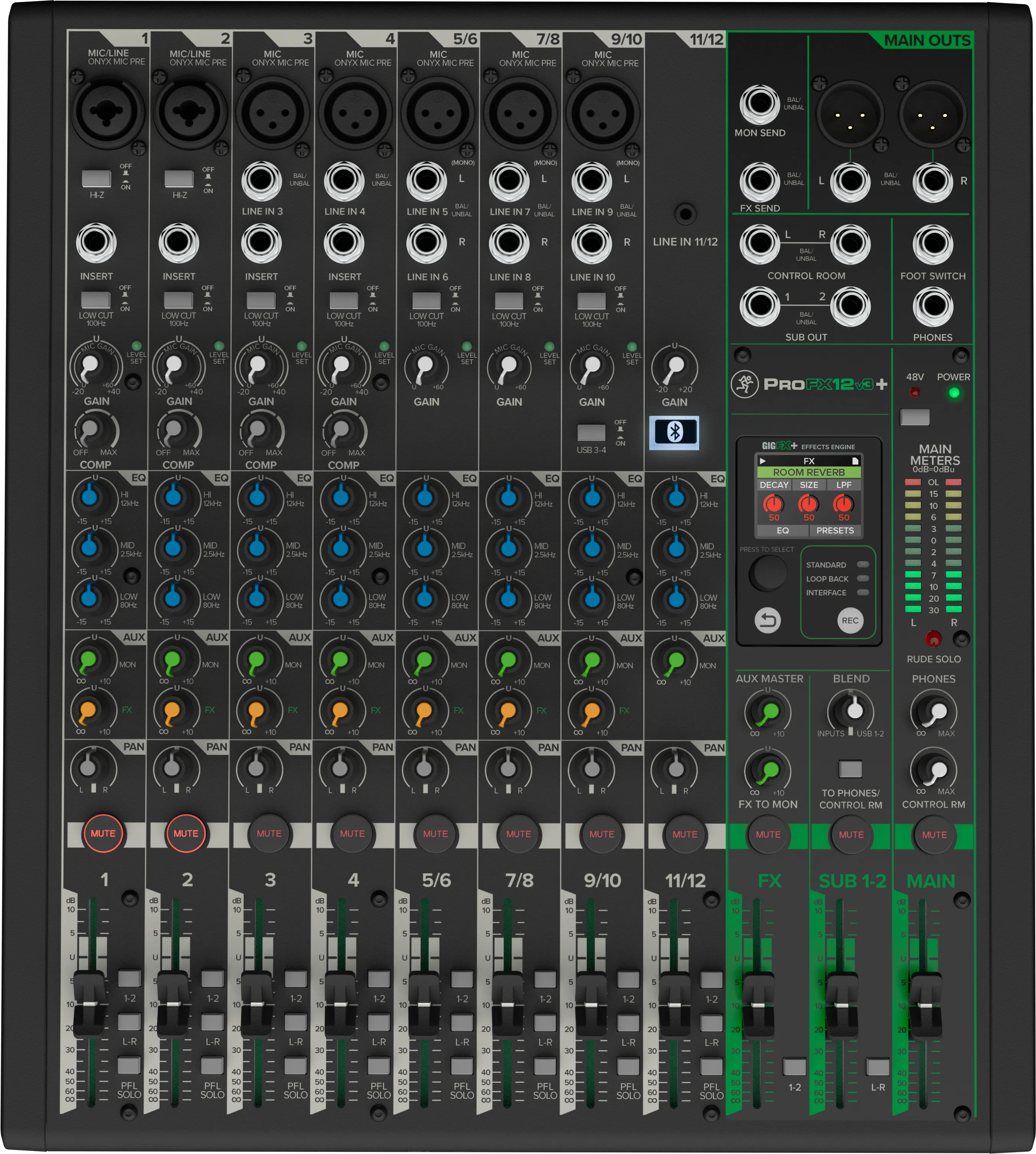 Mackie PROFX12V3  12-Channel Analog Mixer With Enhanced FX, USB Recording Modes and Bluetooth