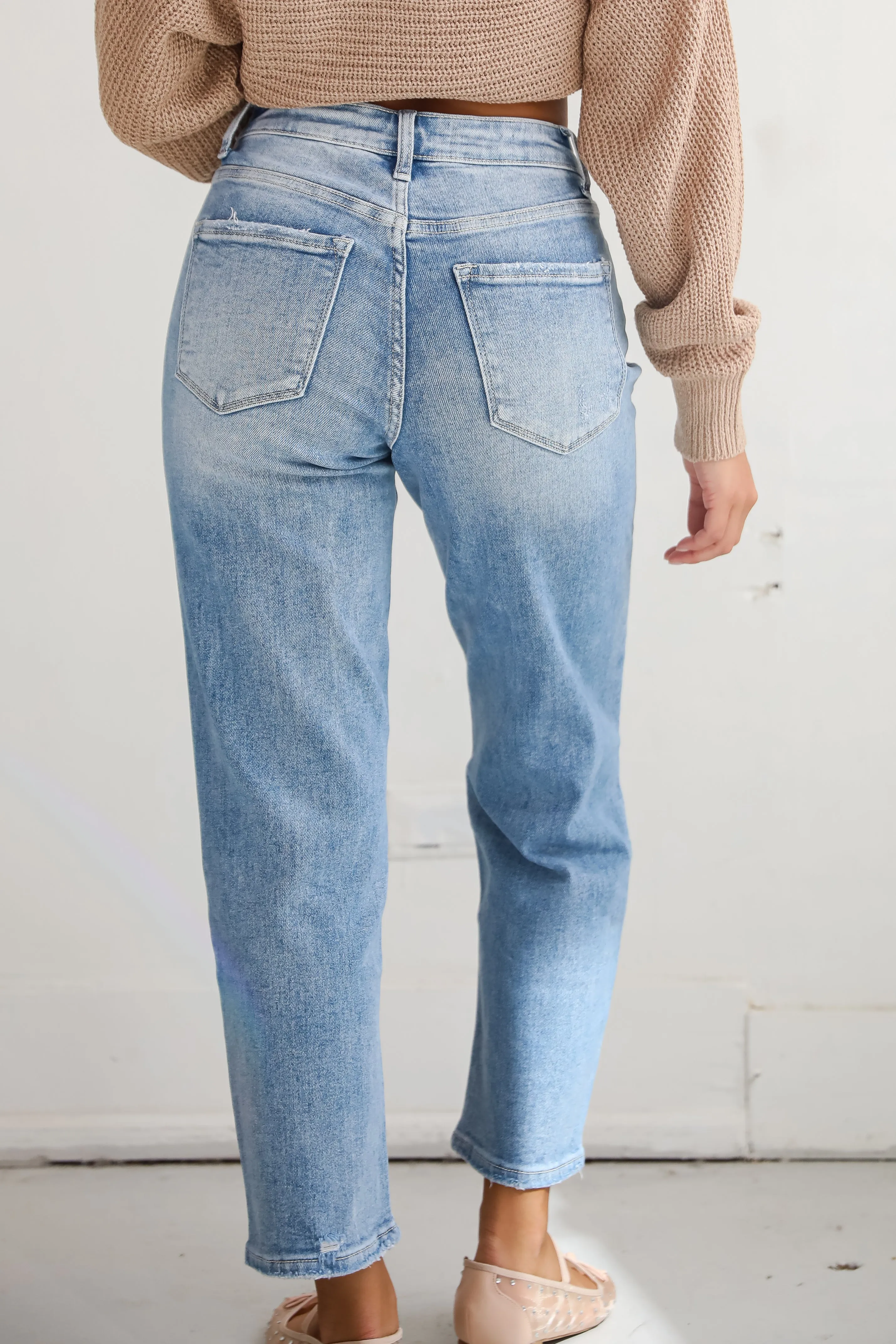 Madelyn Light Wash Distressed Super High Rise Barrel Jeans