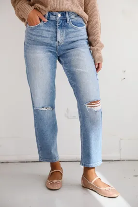 Madelyn Light Wash Distressed Super High Rise Barrel Jeans