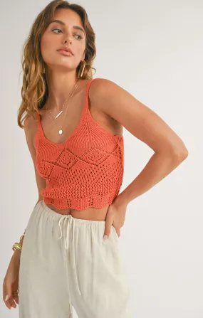 Mae Pointelle Crop Sweater Top