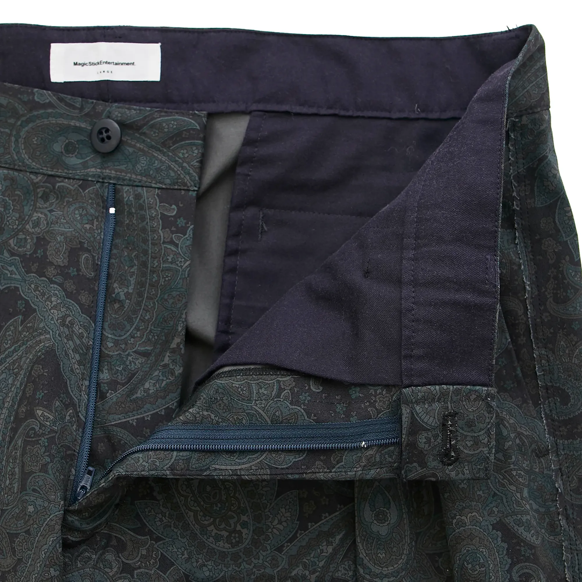 Magic Stick Diversity Trousers Navy Printed Paisley 23AW-MS9-019