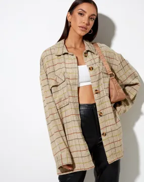 Marcella Shirt in Check Brown Yellow Green