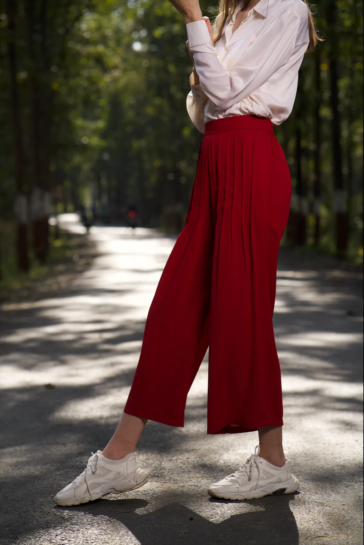 Maroon Front Pleated Palazzo