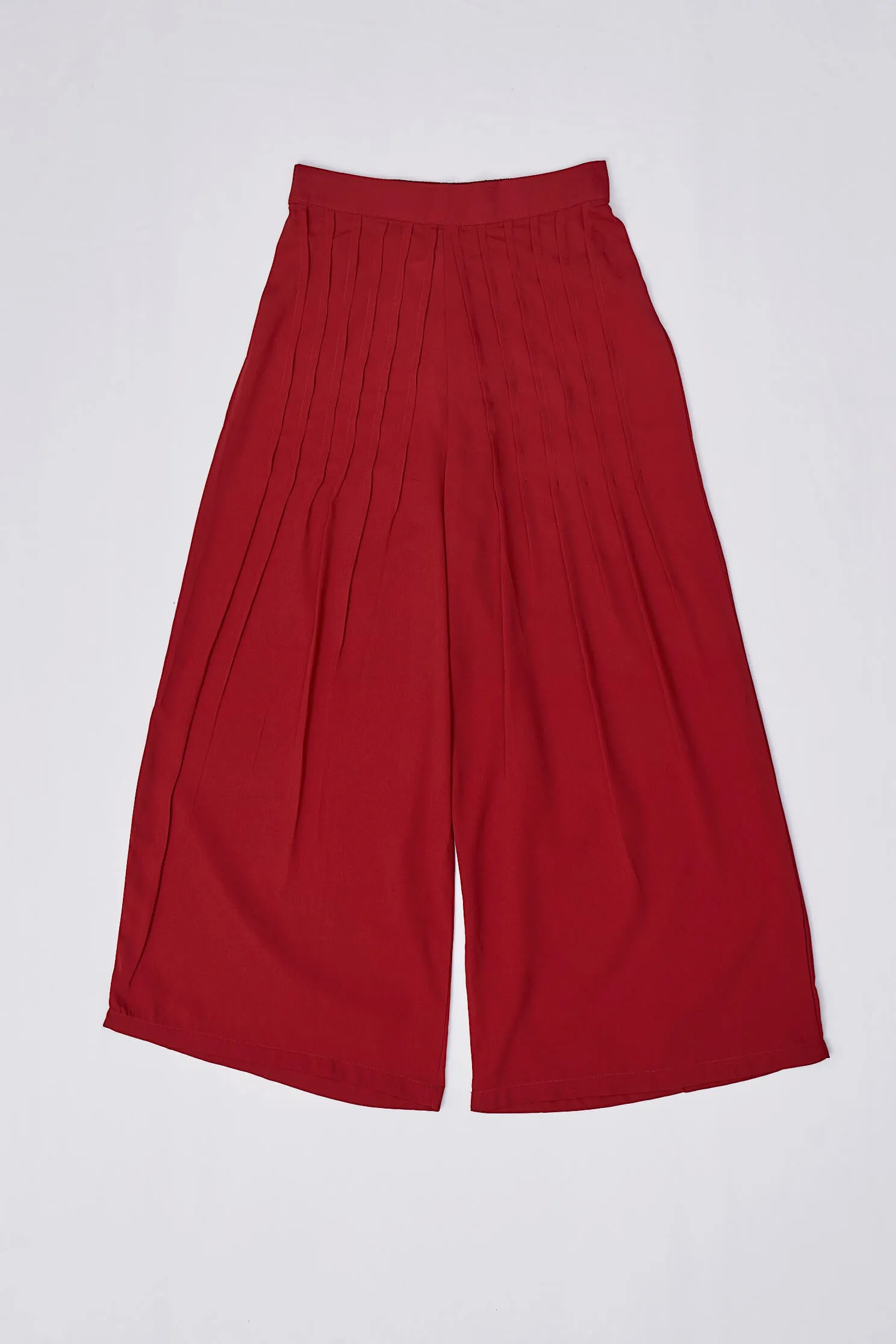 Maroon Front Pleated Palazzo