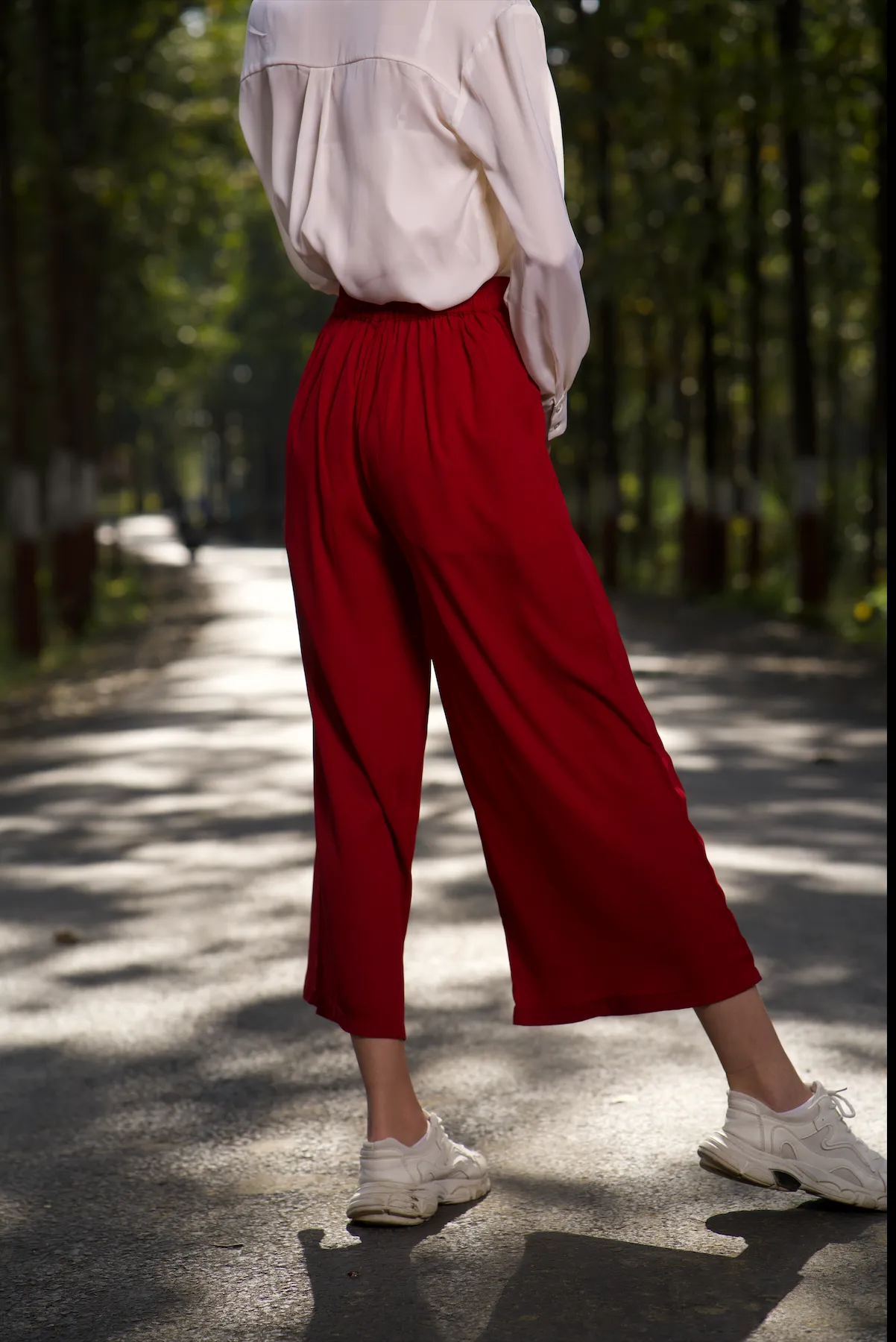 Maroon Front Pleated Palazzo