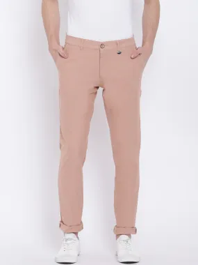 Men Casual Solid Beige Chinos